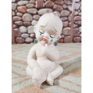 Vintage Bisque Blue Wing Kewpie Doll Figurine Crying Baby Weeping Kewpie